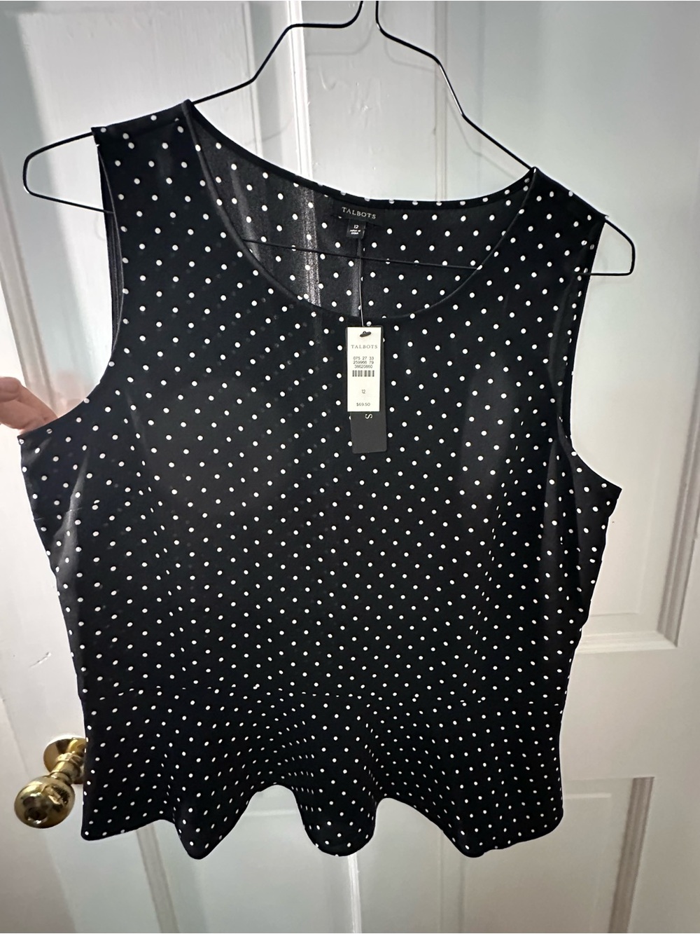 Talbots Black Polka Dot Sleeveless Top